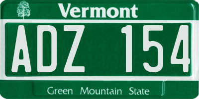 VT license plate ADZ154