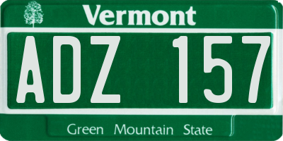 VT license plate ADZ157