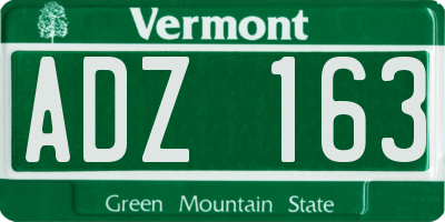 VT license plate ADZ163