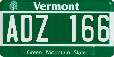VT license plate ADZ166