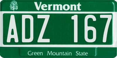 VT license plate ADZ167