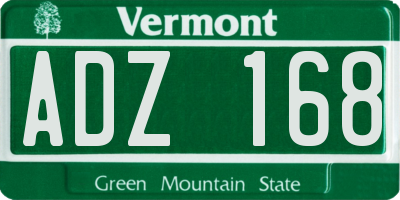 VT license plate ADZ168