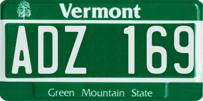 VT license plate ADZ169