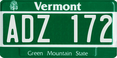 VT license plate ADZ172