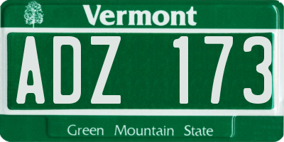 VT license plate ADZ173