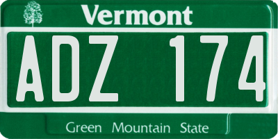 VT license plate ADZ174