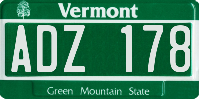 VT license plate ADZ178