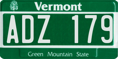VT license plate ADZ179