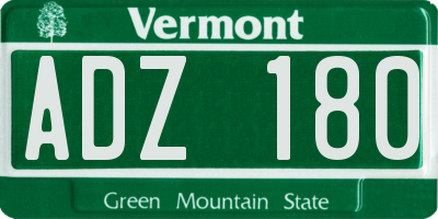 VT license plate ADZ180