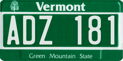 VT license plate ADZ181