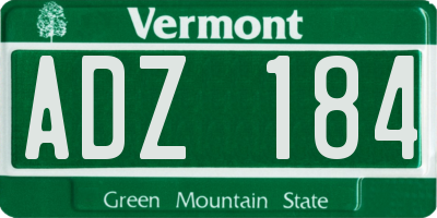 VT license plate ADZ184