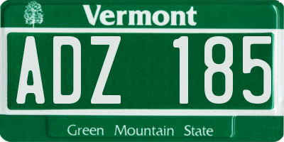 VT license plate ADZ185