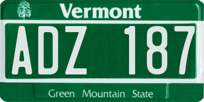 VT license plate ADZ187