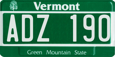 VT license plate ADZ190