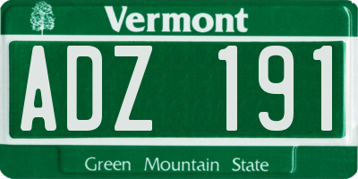 VT license plate ADZ191