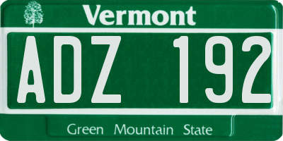 VT license plate ADZ192