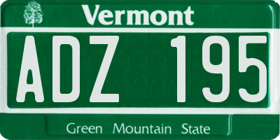 VT license plate ADZ195
