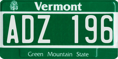 VT license plate ADZ196