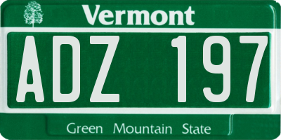 VT license plate ADZ197