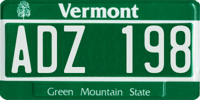 VT license plate ADZ198