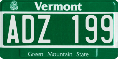VT license plate ADZ199