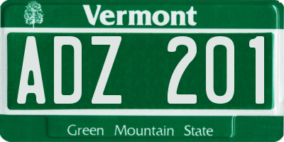 VT license plate ADZ201