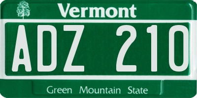 VT license plate ADZ210