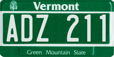 VT license plate ADZ211
