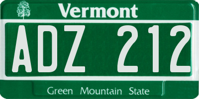 VT license plate ADZ212