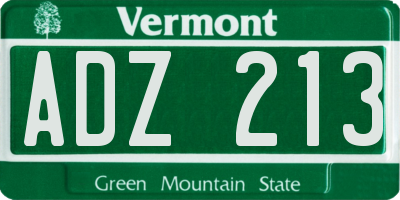 VT license plate ADZ213