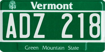 VT license plate ADZ218