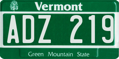 VT license plate ADZ219