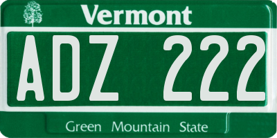 VT license plate ADZ222