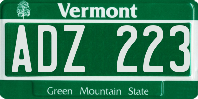 VT license plate ADZ223