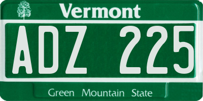 VT license plate ADZ225