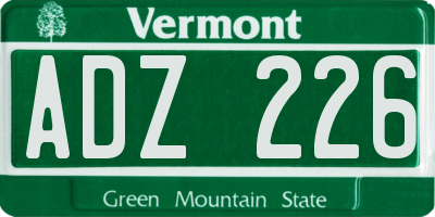 VT license plate ADZ226