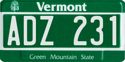 VT license plate ADZ231