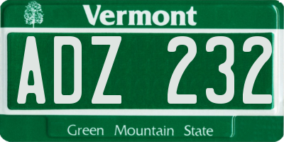 VT license plate ADZ232