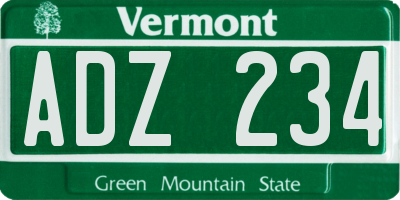 VT license plate ADZ234