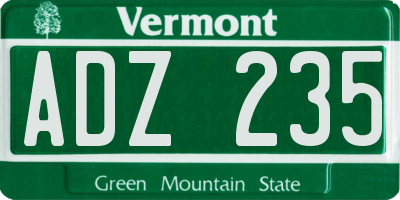 VT license plate ADZ235