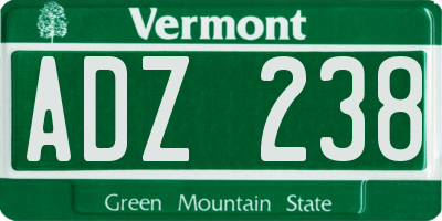 VT license plate ADZ238