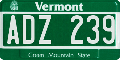 VT license plate ADZ239