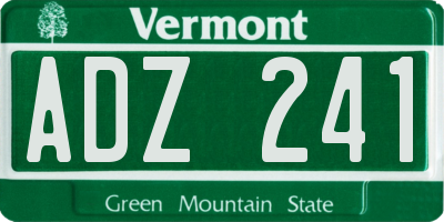 VT license plate ADZ241