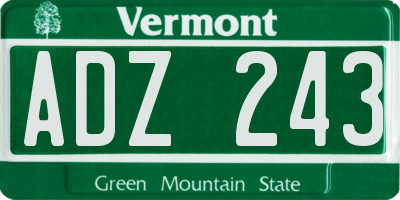 VT license plate ADZ243