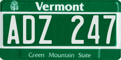 VT license plate ADZ247