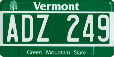 VT license plate ADZ249
