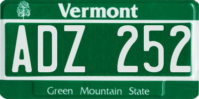 VT license plate ADZ252