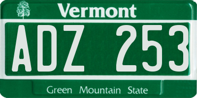 VT license plate ADZ253