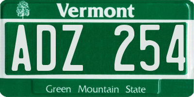 VT license plate ADZ254
