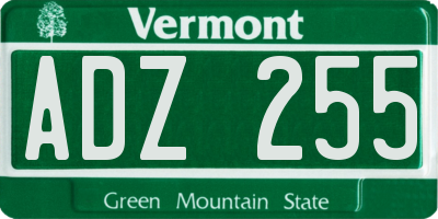 VT license plate ADZ255